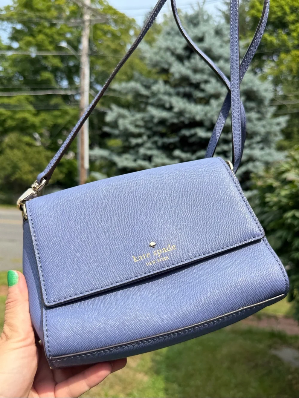 Kate Spade Cedar Street Magnolia Blue Saffiano Leather Crossbody Bag